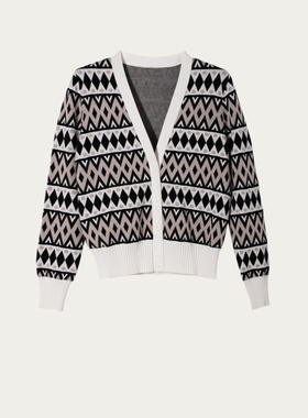 CAGLIARI EXCHANGE/卡利亚里V领提花开衫4013007