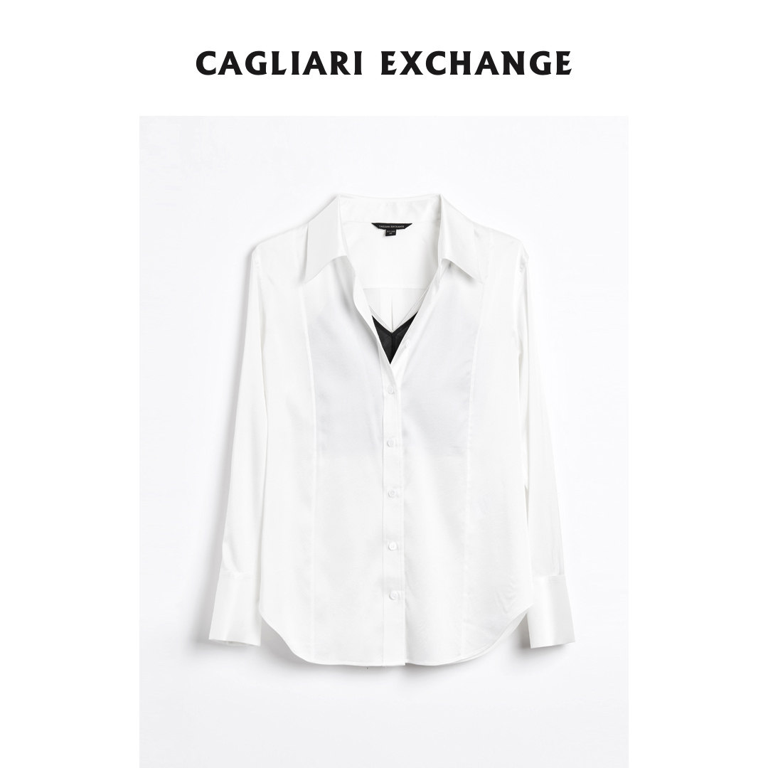 CAGLIARI EXCHANGE/卡利亚里珍珠装饰假两件衬衫4404019