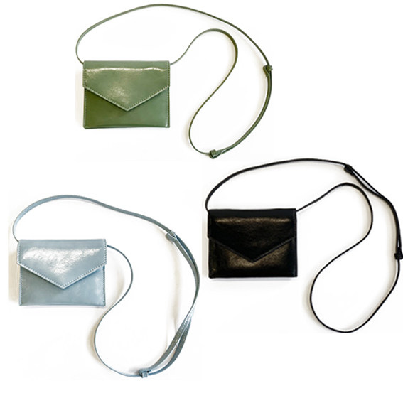 卡利亚里牛皮翻盖迷你两用信封包/腰包