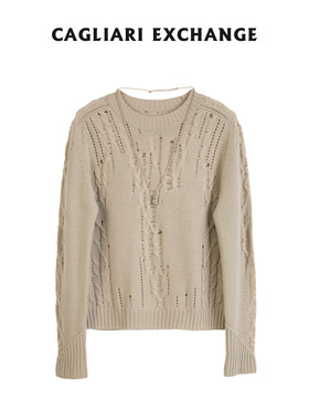 CAGLIARI EXCHANGE/卡利亚里羊毛混纺绞花镂空针织衫4411038