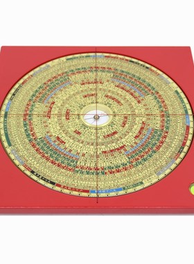 易仙强磁针7寸2综合29层罗盘C款红色电木三元三合罗庚盘摆件中式