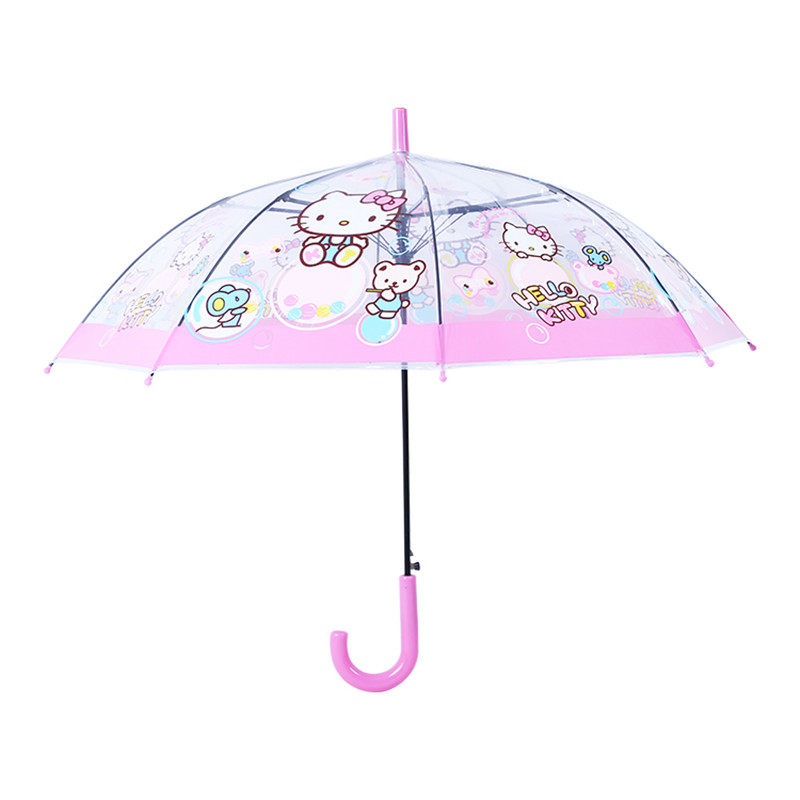 自动轻便创意儿童透明雨伞男女学生小雨伞公主长柄透明伞卡通伞