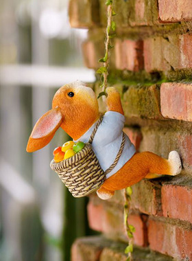 阳台户外花园杂货摆件网红小院装饰造景兔子墙面露台挂件精致可爱