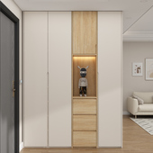 实木入户鞋 柜家用门口玄关柜一体靠墙隔断柜收纳储物柜奶油风定制