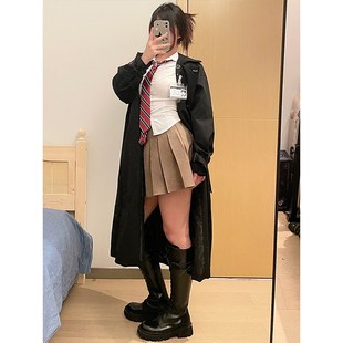 白色收腰衬衫学姐jk制服套装女大码修身显瘦掐腰衬衣百褶裙两件套