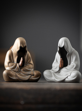 中式禅意陶瓷人物工艺礼品摆饰无相茶宠摆件茶室茶桌面装饰品造景