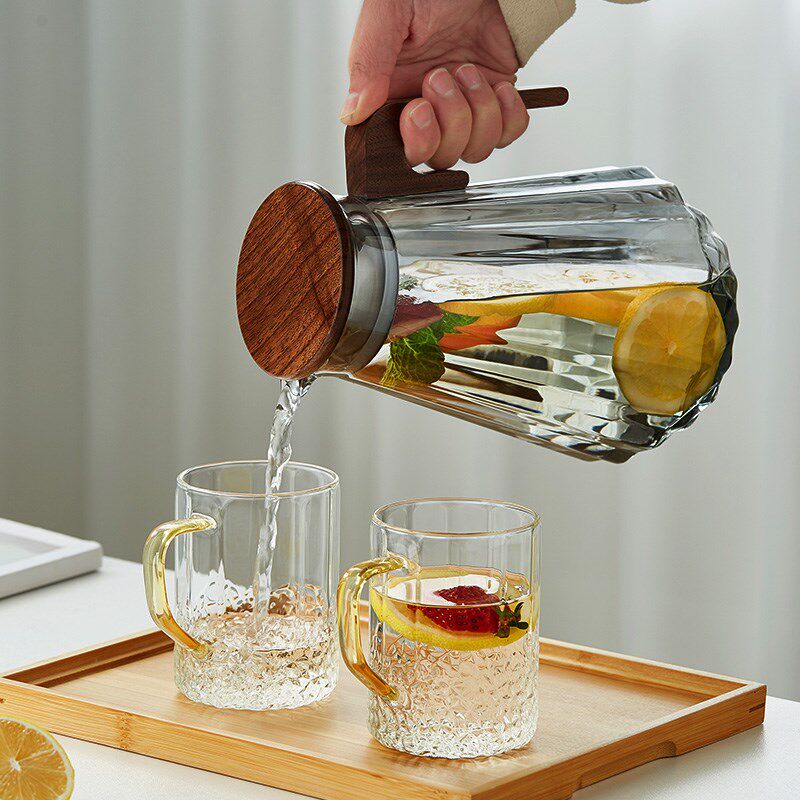 美斯尼玻璃冷水壶耐高温家用大容量凉水杯泡茶壶夏季凉水壶套装