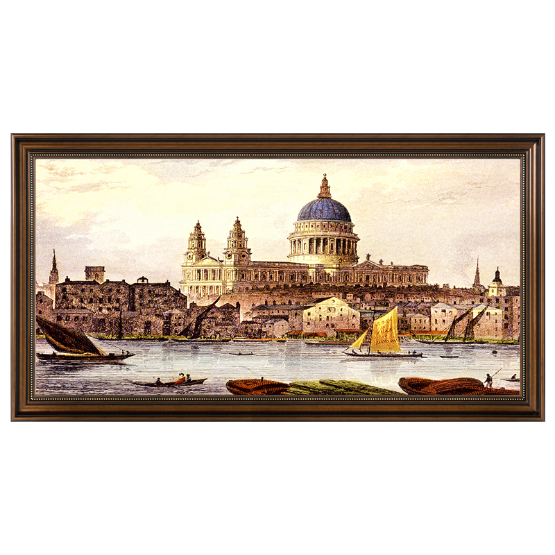 美式装饰画风景挂画建筑油画欧式复古沙发背景墙壁画大幅书房玄关图片