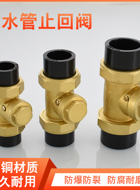 热熔PE卧式止回阀pe20 25 32 40 50 63黄铜主体挡板防倒流防回水