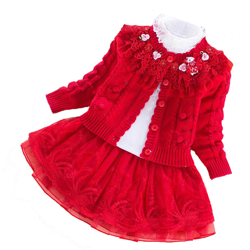 童装2女童套装裙4秋冬装5宝宝毛衣3儿童裙子6洋气7岁女孩三件套裙