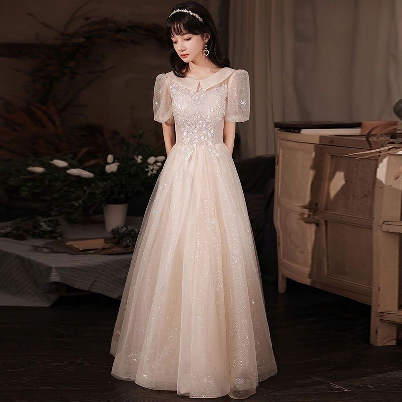 晚礼服女孩十八岁成人礼礼服高中生主持人艺考毕业法式公主连衣裙