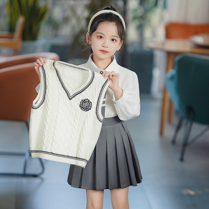 女童jk裙子套装儿童春秋学院风百褶裙小学生长袖春装小女孩公主裙