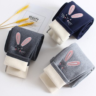 女童裤子薄绒外穿一体绒冬季洋气纯棉打底裤加绒加厚女宝保暖长裤