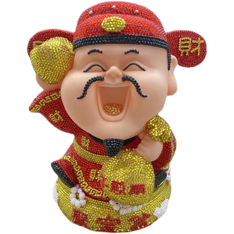 手工贴钻财神爷摆件粘钻存钱罐发财送礼节日送礼品储蓄罐开业旺财