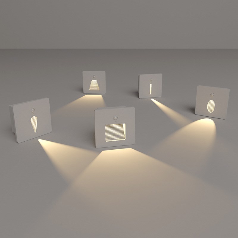 超薄86型地脚灯楼梯台阶踏步灯墙角嵌入人体感应踢脚灯1瓦小夜灯