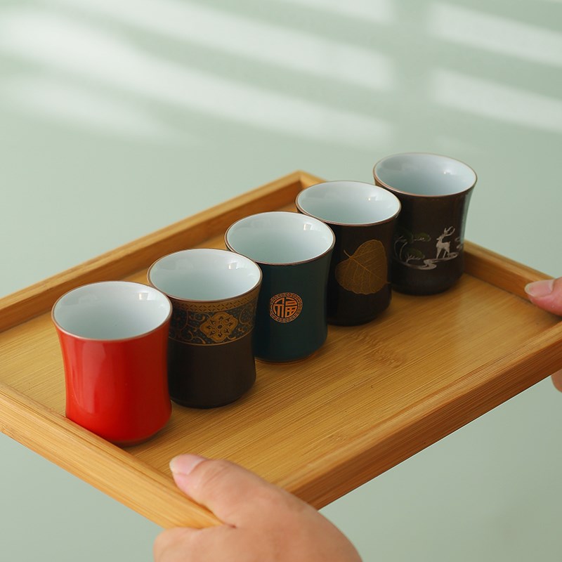 办公家用陶瓷喝茶小杯子酒杯功夫茶具单个茶杯耐热高端特色品茗杯