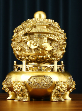 纯铜九转乾坤鼎摆件时来运转球家居办公室装饰品摆设开业乔迁礼品