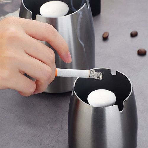 防风烟灰缸不锈钢带盖密封个性家用防飞灰餐厅酒店烟蛊大号定制