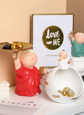 月半艺术家自由女神玄关客厅钥匙家居摆件收纳电视柜托盘桌面装饰