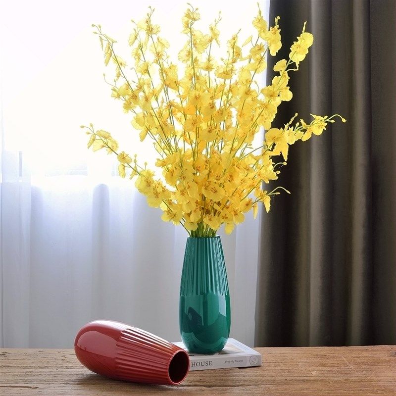 竖纹陶瓷花瓶大小号家居客厅电视柜餐桌摆件跳舞兰简约网红款装水,家居饰品,花瓶,淘宝优惠券,粉丝福利购,淘宝优惠卷