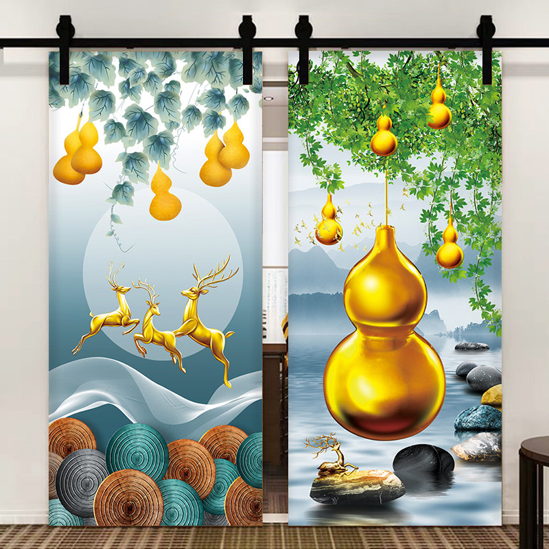 五福临门轻奢风门贴纸 自粘防水墙贴玄关装饰贴画 客厅门贴画葫芦,家居饰品,软装墙贴,淘宝优惠券,粉丝福利购,淘宝优惠卷