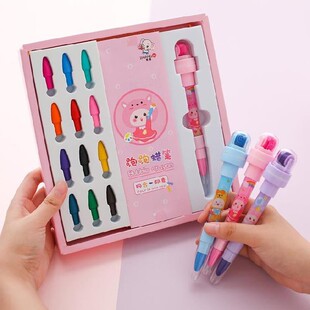 带印章吹泡泡的儿童水彩笔婴幼儿灯光滚动写字创意蓝色滚轮式补色