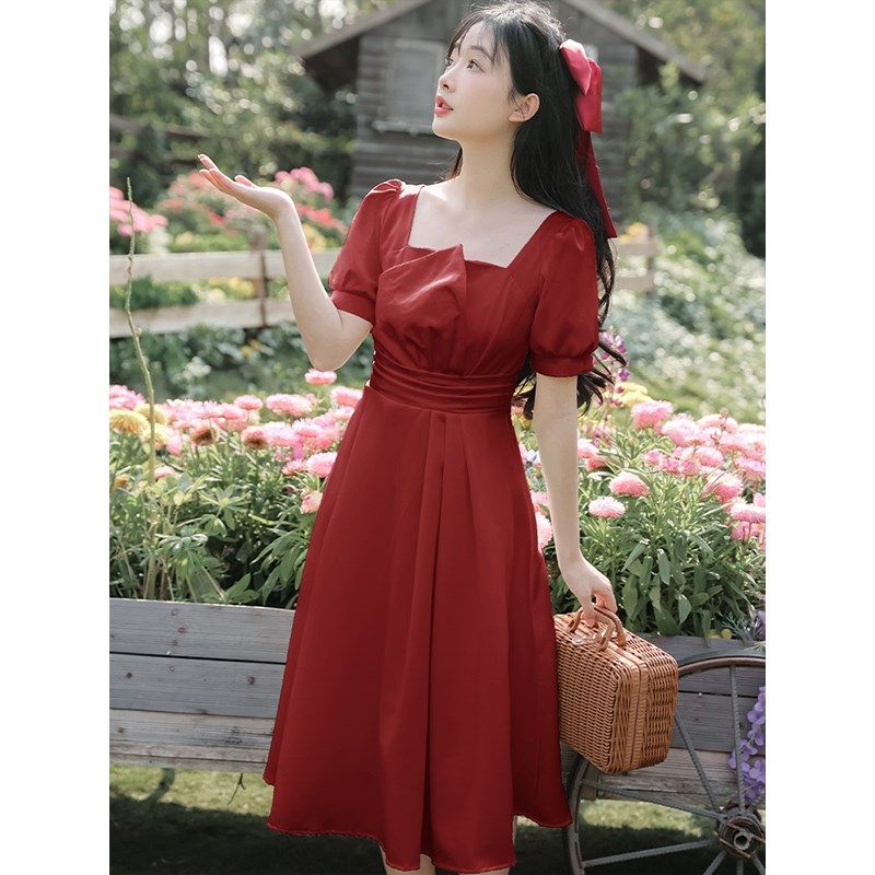 法式高级感白色连衣裙女夏季2024新款领证订婚礼服日常可穿小裙子