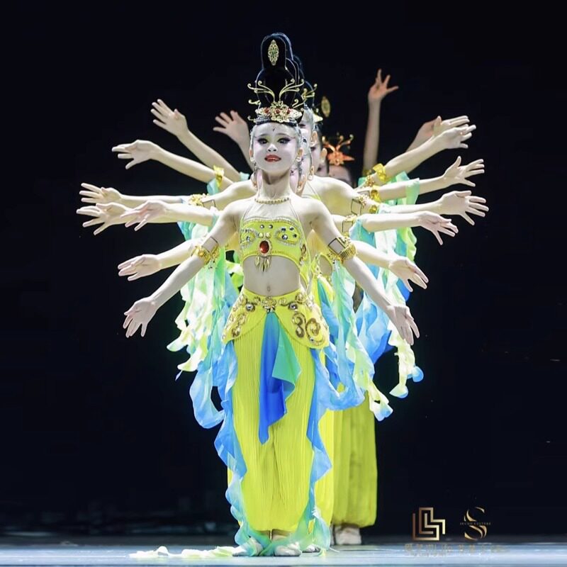 敦煌舞蹈服儿童丝路天音演出服古典舞女童民族飞天反弹琵琶表演服
