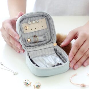 旅行便携首饰包迷你饰品收纳包日系精致方首饰盒耳钉戒指收纳盒小