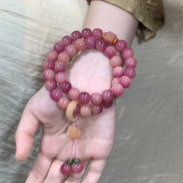 手持手串女款菩提双子文玩念珠天然酱乌梅圈佛珠手链莲花菩提子