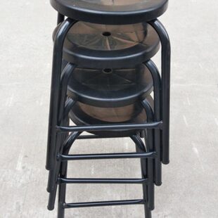 70CM 防静电凳子车间圆凳工厂员工四脚凳黑色可叠加高50