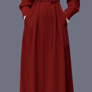 轻奢高级感礼服连衣裙2024春秋新款法式复古气质中长裙女红色长袖