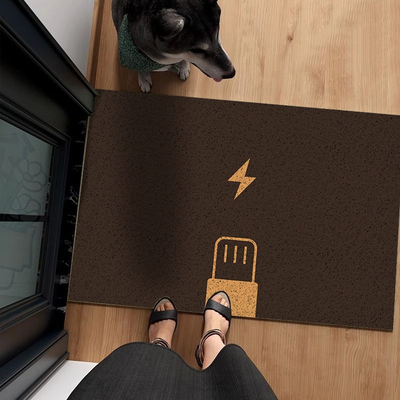 充电地垫简约进门北欧风入户门门口蹭脚垫家用丝圈门垫可裁剪防滑