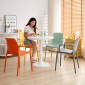 北欧加厚塑料椅子时尚 家用洽谈餐椅大人餐桌凳子塑胶靠背扶手桌椅