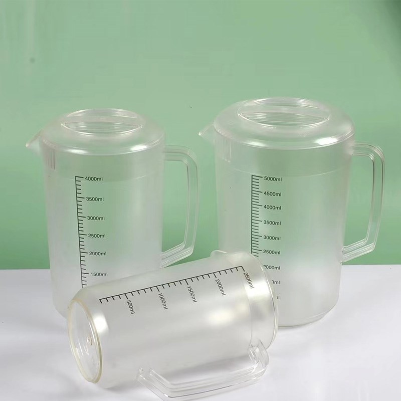 PC亚克力冷水壶茶色条纹凉水壶黑色刻度凉白开水杯扎壶塑料奶茶店