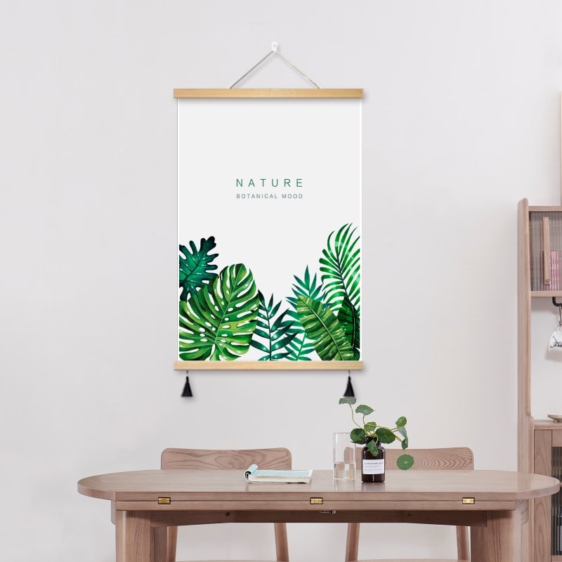 北欧绿植装饰画小清新组合挂画龟背叶简约挂画树叶油画布两联墙画图片