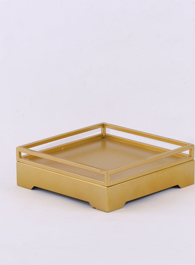 新中式铁艺金属摆件样板间售楼处设计师款软装饰品书房博古架摆设