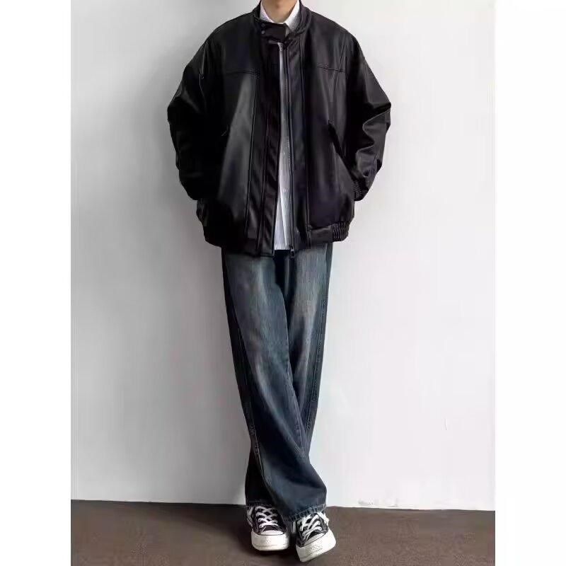 美式vibe提档版型裤子深蓝色牛仔裤男款秋季宽松垂感高级感直筒裤