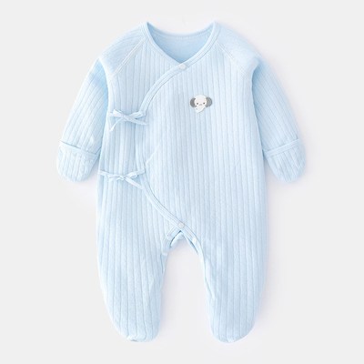 新生婴儿儿衣服春秋连脚连袜包脚52码睡衣带防抓手套宝宝连体衣59
