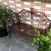 田园风铁艺双人椅子 室外桌椅 公园长椅花园阳台户外庭院露台躺椅