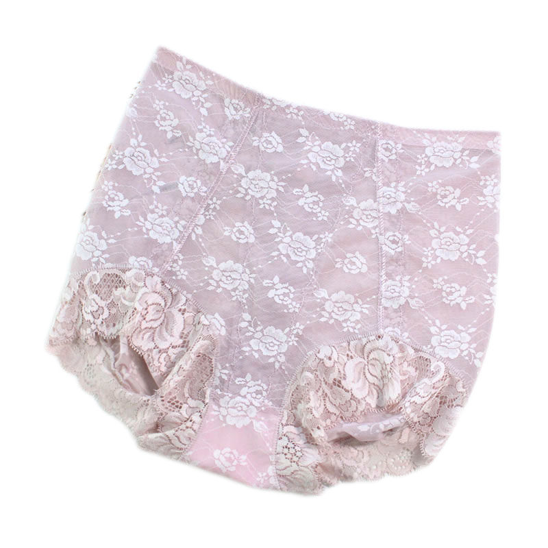 韩国超薄蕾丝无痕包臀舒适性感美体中高腰塑身收腹提臀平角女内裤