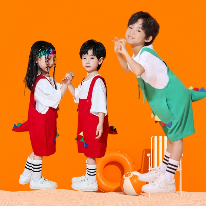 幼儿动物表演服恐龙舞会演出服儿童背带套装爱跳舞的小怪兽舞蹈服