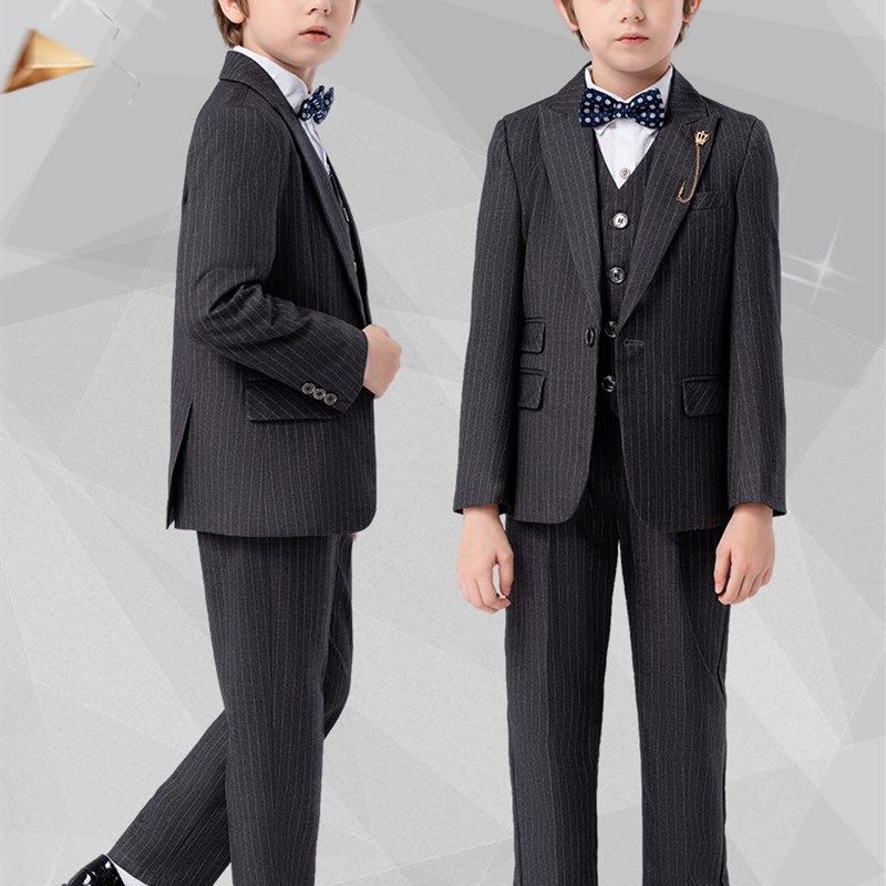 男童西装钢琴演奏朗诵主持人礼服中大童英伦正装秋冬花童西服套装
