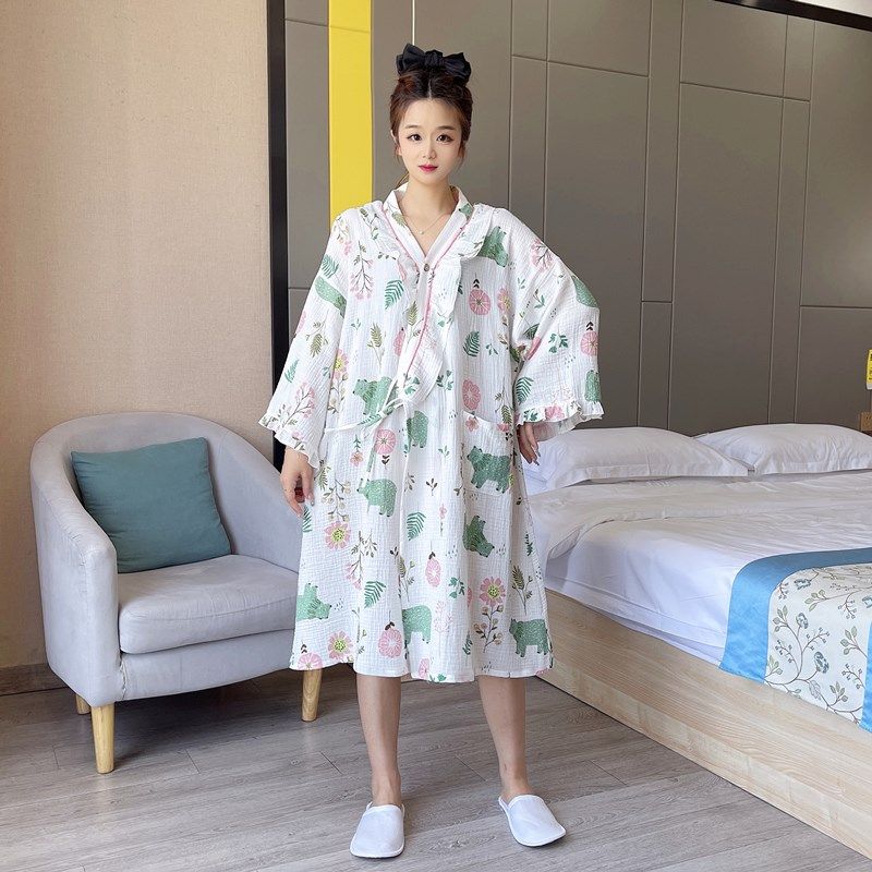 和服浴袍大码胖mm睡裙女加肥200斤纯棉纱布睡衣春秋薄款孕妇睡袍,女士内衣/男士内衣/家居服,睡袍/浴袍,淘宝优惠券,粉丝福利购,淘宝优惠卷