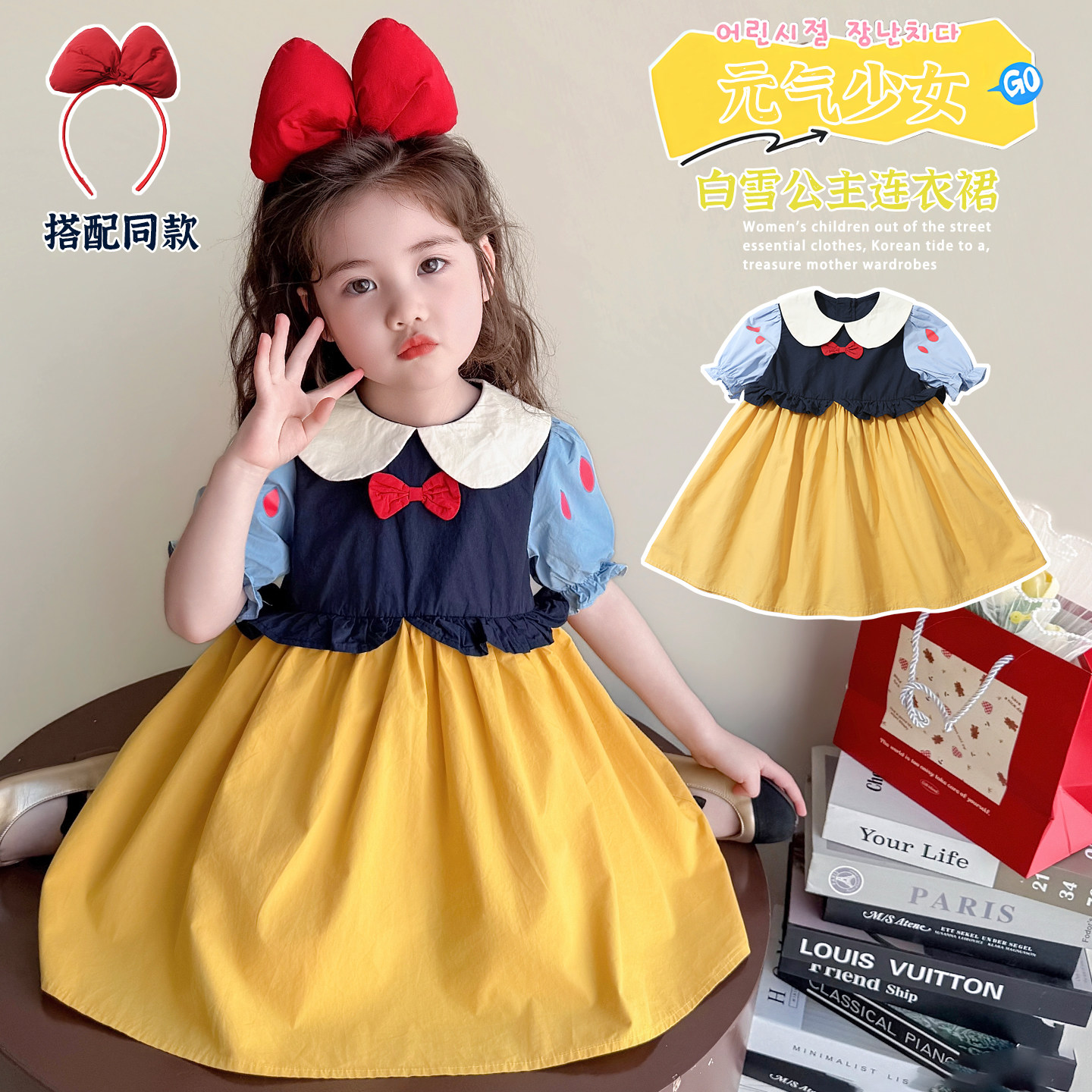 女童连衣裙夏装2026新款可爱宝宝白雪公主裙周岁礼服儿童短袖裙子