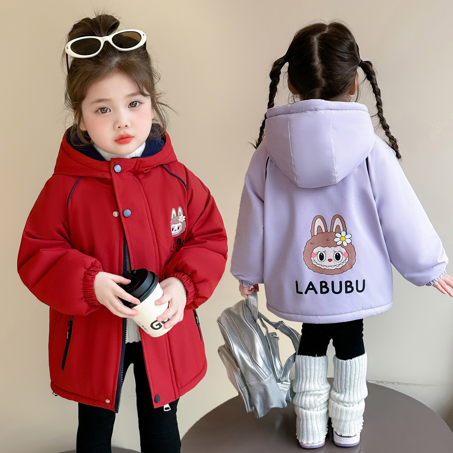 女童棉衣秋冬季冲锋衣2025新款加绒棉服超好看儿童冬季加厚外套潮