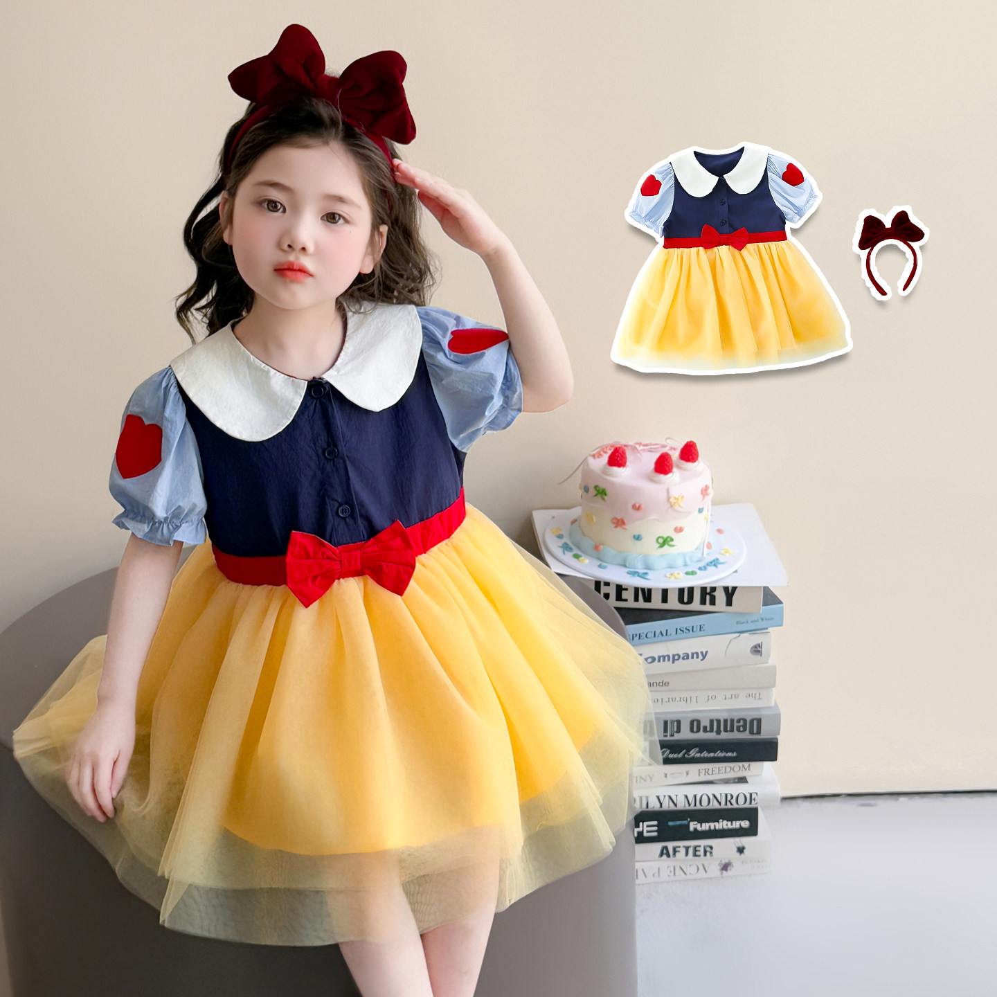 白雪公主裙女童夏装2026新款可爱宝宝周岁礼服裙子洋气儿童连衣裙