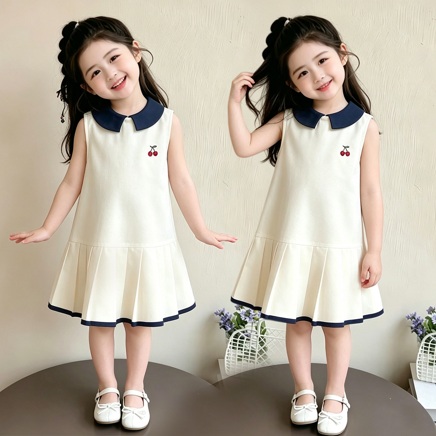 女童裙子夏季2026新款儿童简约连衣裙纯棉宝宝衣服甜美可爱背心裙