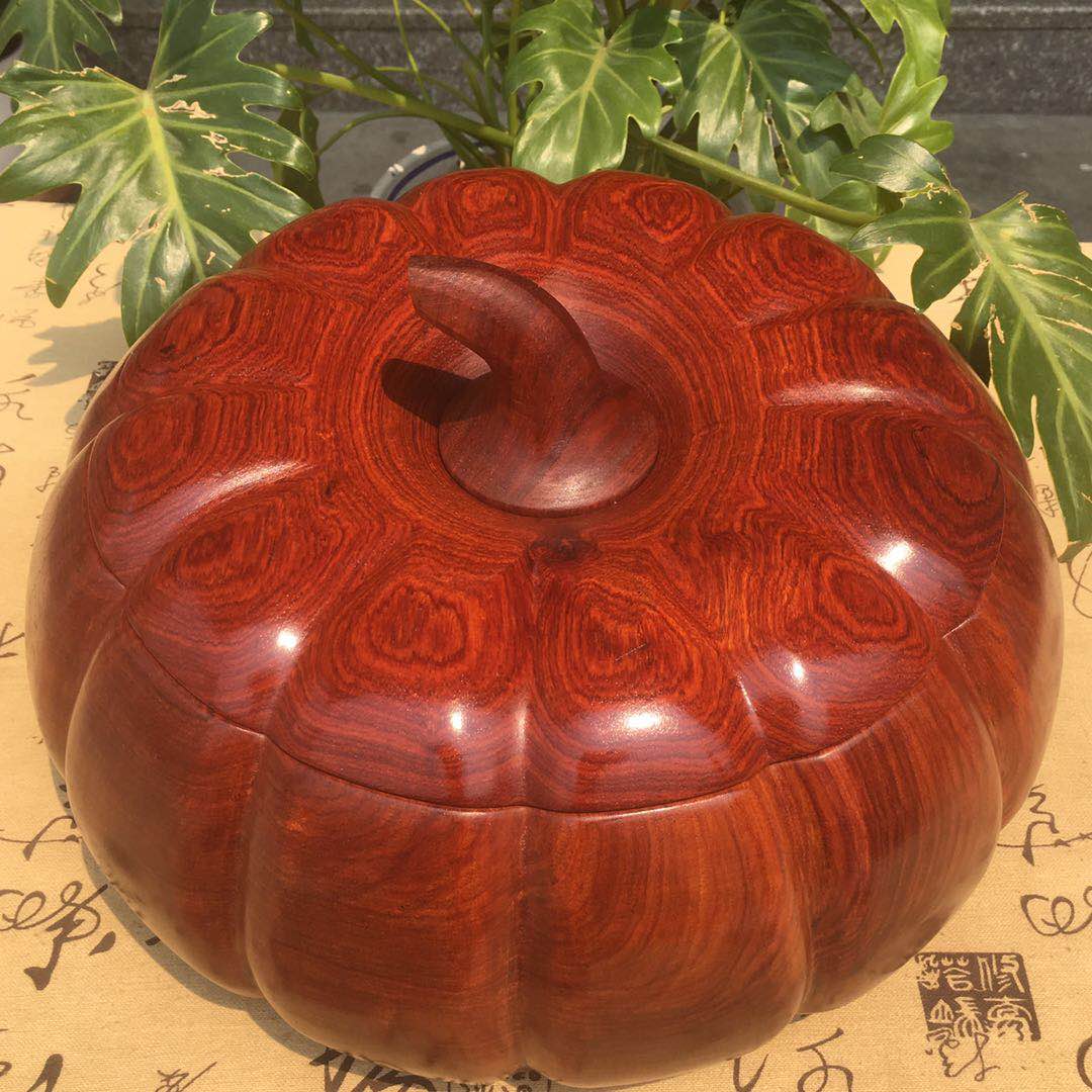 红木南瓜储存罐花梨木大果紫檀整体实木无拼接缅S花储物收藏收纳