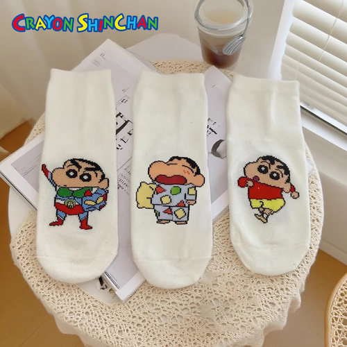 shinchan/蜡笔小新袜子女短袜浅口可爱卡通春夏季短筒潮流船袜